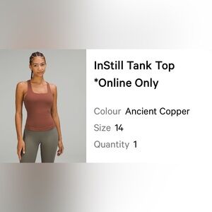 Lululemon Instill tank top in ancient copper
